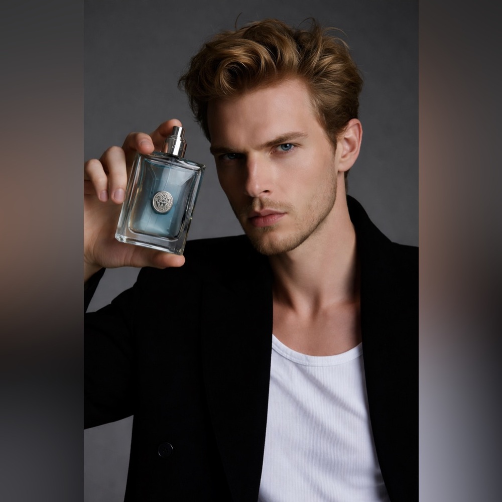 Men’s Versace Gold and Silver Medusa Perfume Bottle